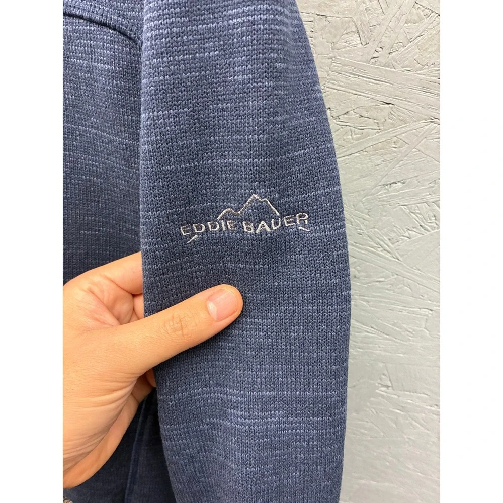 Eddie Bauer Fleece Jacket Sweater Full Zip Mock Neck Men's XL Blue Casual NWT - Picture 3 of 14